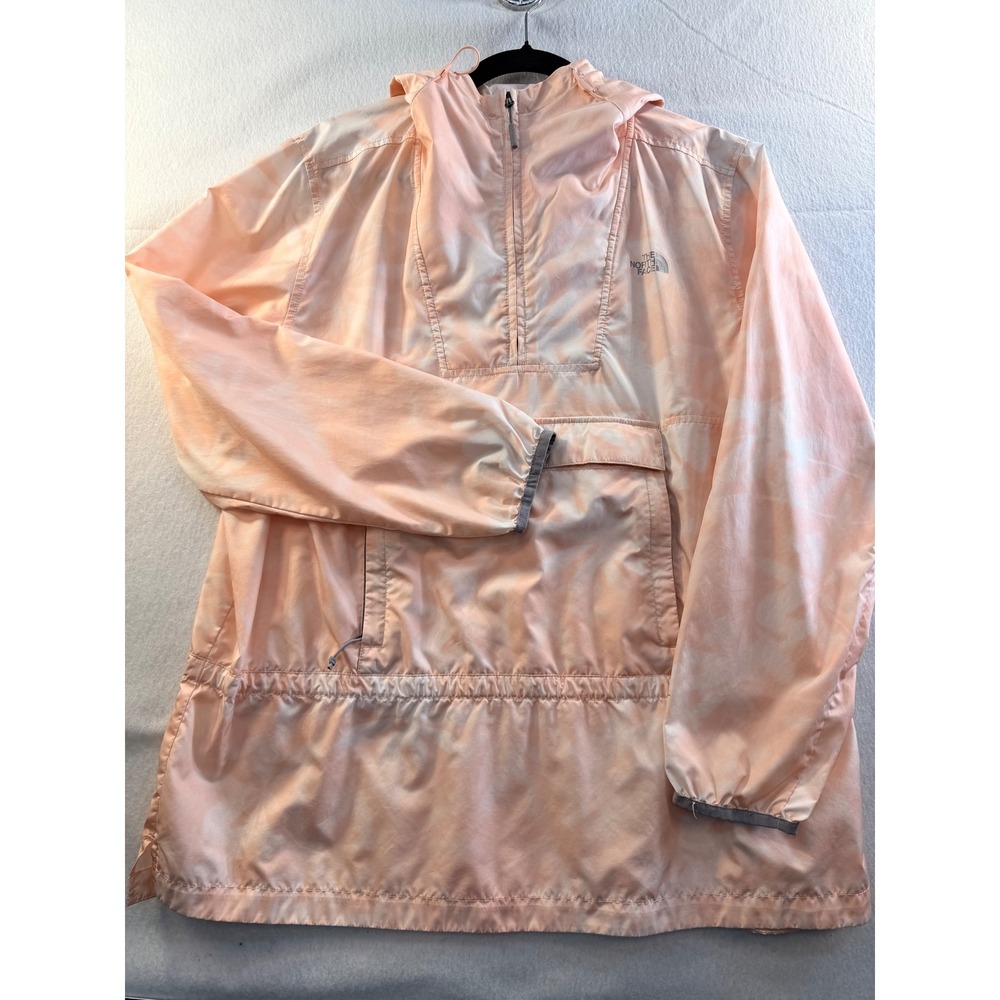 The North Face Womens XL Fanorak Half Zip Windbreaker Jacket Peach Tie Dye